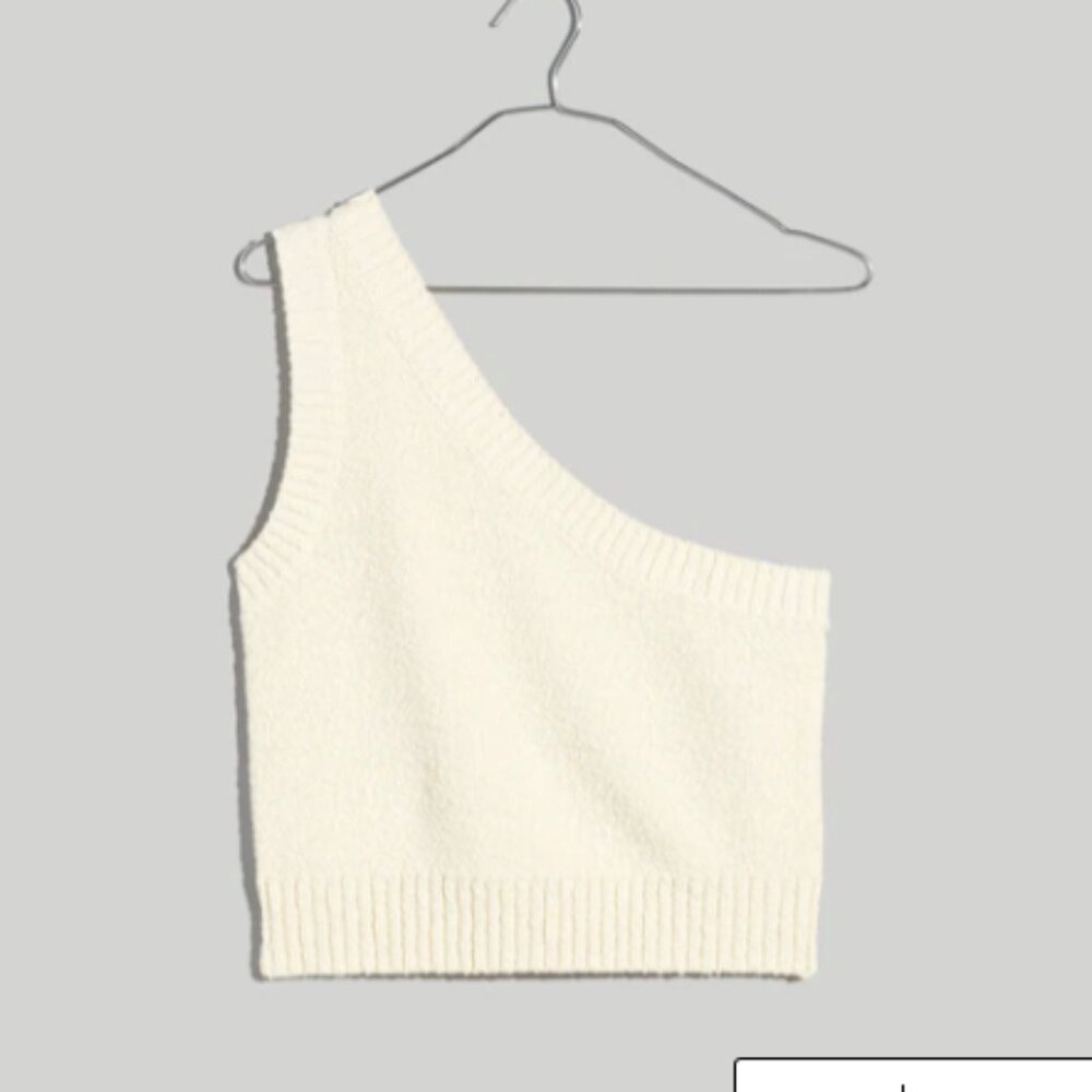 Madewell Textural-Knit One-Shoulder Sweater Tank, Sz XXS, Antique Cream (Ivory)